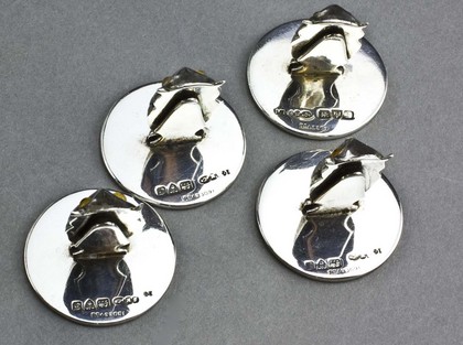 Sampson Mordan Antique Silver Owl Menu Holders (set of 4)
